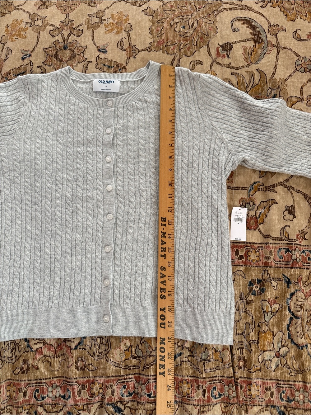 Old Navy Light Gray Cable-Knit Button Cardigan NWT - Picture 6 of 6